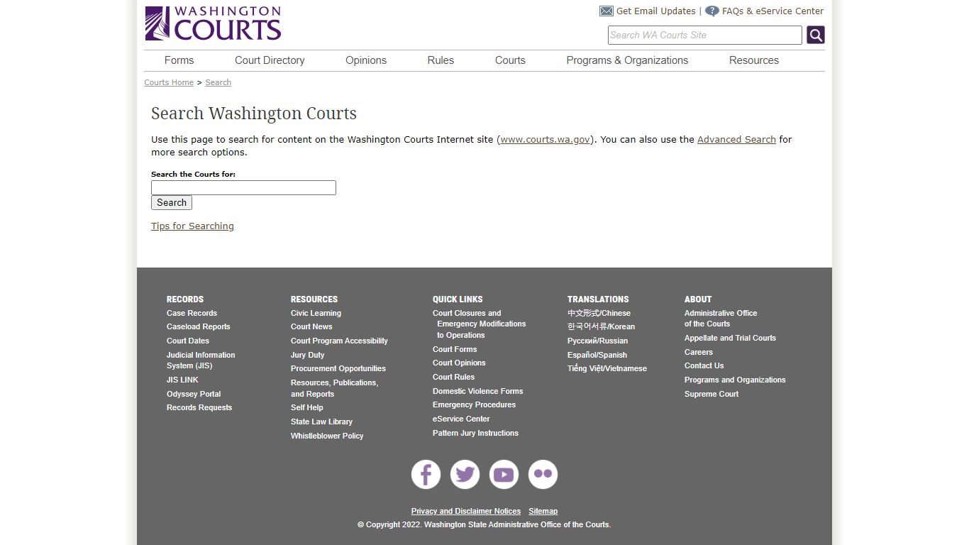 Washington State Courts - Search